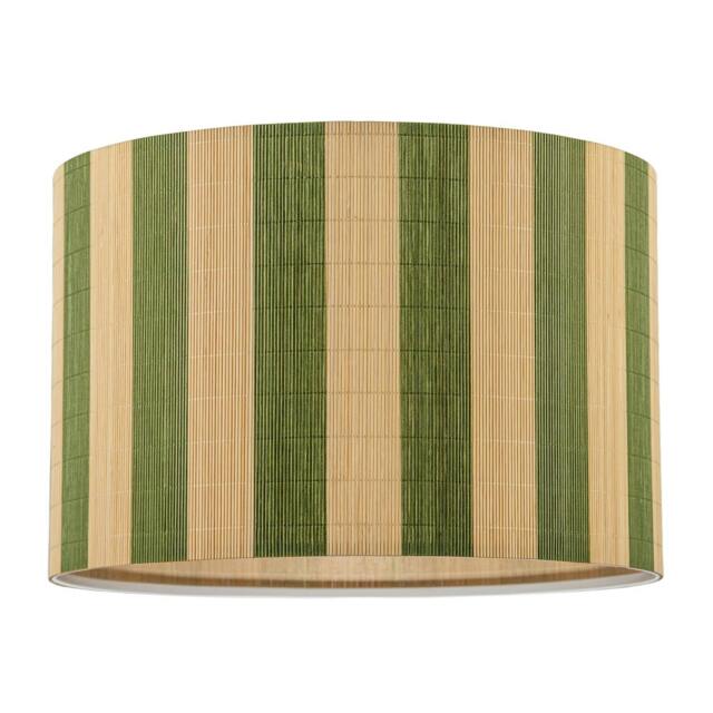 Rackhams Chic Natural Brown Bamboo Lamp Shade with Garden Olive Green Stripes - image 1