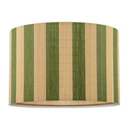Rackhams Chic Natural Brown Bamboo Lamp Shade with Garden Olive Green Stripes - thumbnail 1