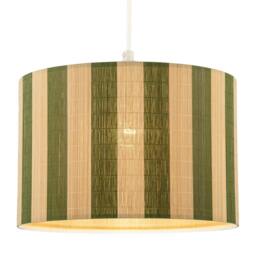 Rackhams Chic Natural Brown Bamboo Lamp Shade with Garden Olive Green Stripes - thumbnail 2