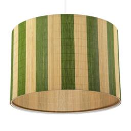 Rackhams Chic Natural Brown Bamboo Lamp Shade with Garden Olive Green Stripes - thumbnail 5