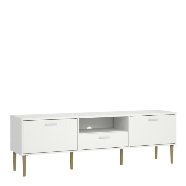 Rackhams Media TV Unit with 2 Doors 1 Drawer in White - 1 - image 1