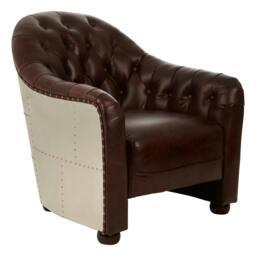 Rackhams Victor  Brown Leather Tub Chair - thumbnail 4