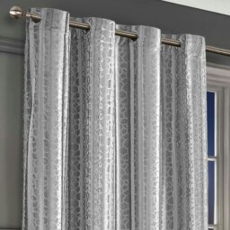 Rackhams Verity Crushed Velvet Ready Made Eyelet Curtains - 140cm x 137cm - Silver - thumbnail 1
