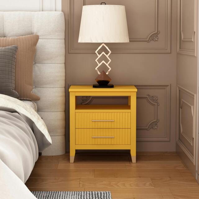 Rackhams Biasi 2 Drawer  Bedside Table - Yellow - image 1