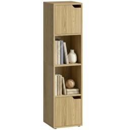 Rackhams Bookcase with 2 Cabinets and Doors, 4-Tier Bookshelf, Oak - 30 x 29 x 119 cm - Bookcase - Oak - thumbnail 2