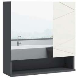 Rackhams Bathroom Mirror Cabinet, Wall Mounted Bathroom Storage Cupboard with Adjustable Shelves, 55W x 17D x 55Hcm, Light Grey - thumbnail 1