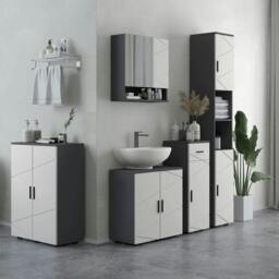 Rackhams Bathroom Mirror Cabinet, Wall Mounted Bathroom Storage Cupboard with Adjustable Shelves, 55W x 17D x 55Hcm, Light Grey - thumbnail 2