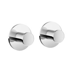 Rackhams Pair of Polished Chrome Stainless Steel Towel Hooks (35mm) Self Adhesive Wall Mounted Round Bathroom Robe Hooks