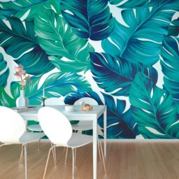 Rackhams Bold Tropical Leaves Wall Mural - Green - Large - W350cm x H280cm