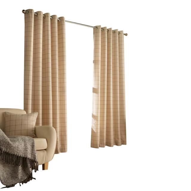Rackhams Ellis Ringtop Eyelet Curtains - Natural - 168 x 183 cm - Natural - 100% Polyester - image 1
