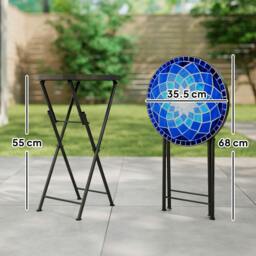 Rackhams Mosaic Garden Table, 35.5cm Folding Coffee Table - Navy Blue - thumbnail 3