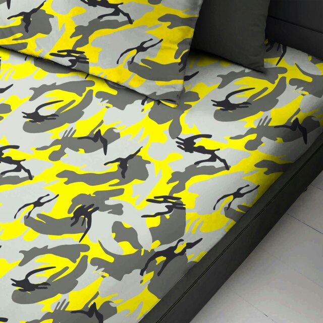 Rackhams Camouflage Cotton Blend Fitted Sheet - Yellow - Single - image 1