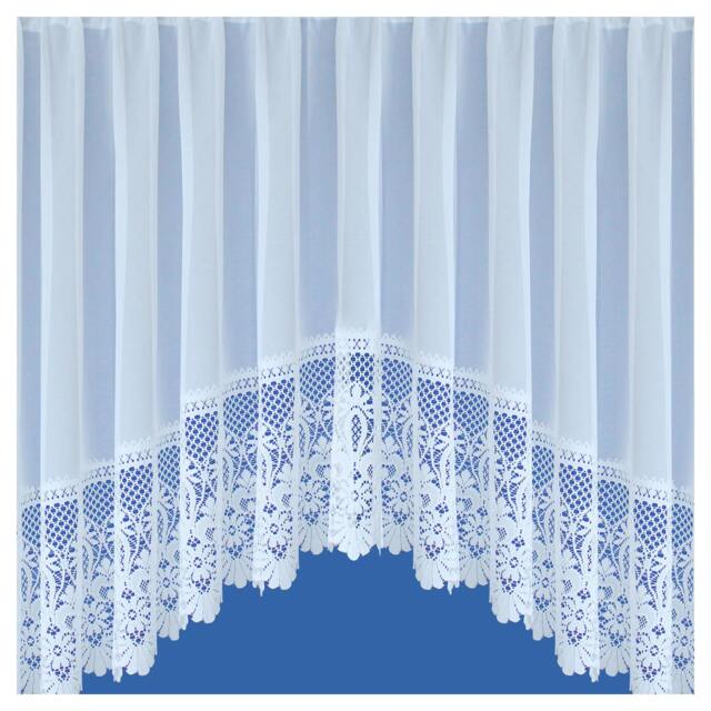 "Rackhams Traditional Base Design Net Lace Curtain Jardiniere with Elevated Base - White - 45"" (114cm) - 100"" (254cm)"
