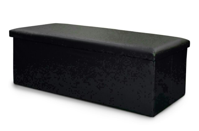 Rackhams Faux Leather Storage Ottoman - 110cm x 38cm Foldable - Black - image 1