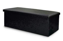 Rackhams Faux Leather Storage Ottoman - 110cm x 38cm Foldable - Black