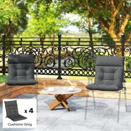 Rackhams Garden Chair Cushions Set of 4, Waterproof Seat Pads - Black - thumbnail 6