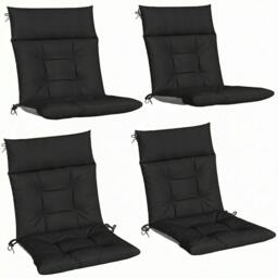 Rackhams Garden Chair Cushions Set of 4, Waterproof Seat Pads - Black - thumbnail 2