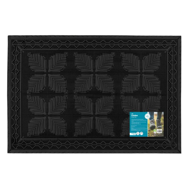 Rackhams Linden Scraper Rubber Pin Doormat 40x60cm, Black - image 1