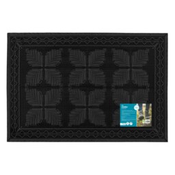 Rackhams Linden Scraper Rubber Pin Doormat 40x60cm, Black - thumbnail 1