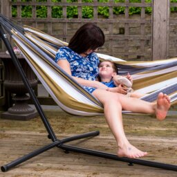 Rackhams Double Cotton Hammock with Stand (250cm) - Desert Moon - thumbnail 4