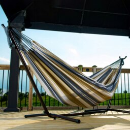 Rackhams Double Cotton Hammock with Stand (250cm) - Desert Moon - thumbnail 2