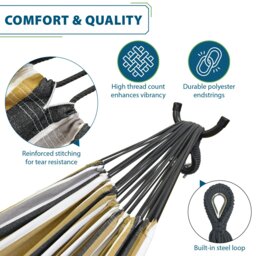 Rackhams Double Cotton Hammock with Stand (250cm) - Desert Moon - thumbnail 5