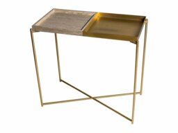 Rackhams Iris Small Twin Tray Console Tables - Gun Metal - Weathered Oak - thumbnail 3