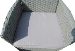 Rackhams Rattan Bistro Garden Furniture 3 Piece Set - PE Rattan Soft Cushion Garden Bistro Set 2 Chairs and Glass Top Table Set - Grey - thumbnail 4