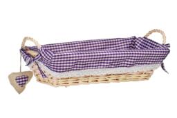 Rackhams Orla Purple Gingham Lining Large Rectangular Willow Bread Basket