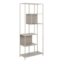 Rackhams Seaford Tall Grey Metal Bookcase with 5 Shelves - 1 - Grey - Wood