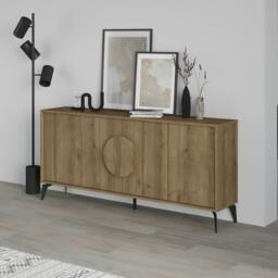 Rackhams Gora Particleboard 4 Door Sideboard with Metal Legs (W) 180cm - Black - thumbnail 6