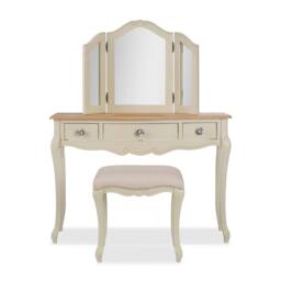 Rackhams Juliette Dressing Table Set with Crystal Handles. French Table, Mirror and Stool - White - thumbnail 6