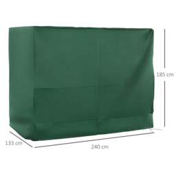 Rackhams 3-Seat Outdoor Garden Swing Chair Protective Cover Water UV Resistant, 240L x 133Wcm, Green - thumbnail 3