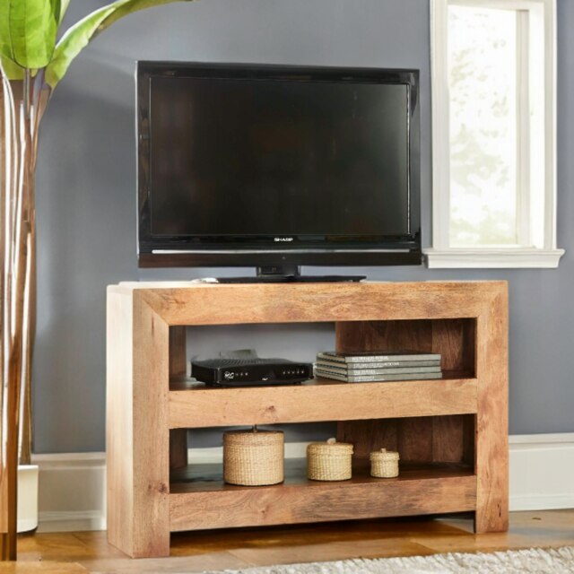 Rackhams Logan Light Mango Corner TV Cabinet - 100 cm - 65 cm - Wood - image 1