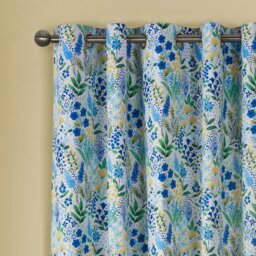 Rackhams Tilly Floral Fully Reversible Eyelet Curtains - 66x90 Inch - Blue