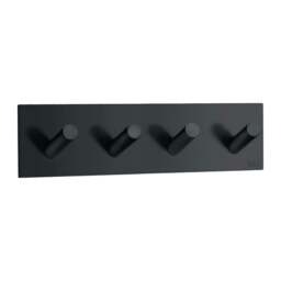 Rackhams Black Stainless Steel Quadruple Towel Hook (180 x 45mm) Self Adhesive Bathroom Wall Mounted