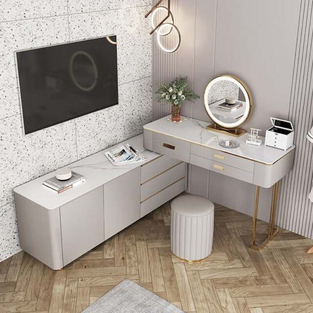 modern corner dressing table design 7 Corner dressing table ideas