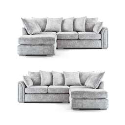 Rackhams Chiswick Chenille 4 Seater Fabric Corner Sofa in Silver with Footstool - Left Hand Corner - thumbnail 2