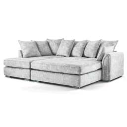 Rackhams Chiswick Chenille 4 Seater Fabric Corner Sofa in Silver with Footstool - Left Hand Corner - thumbnail 3