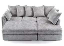 Rackhams Chiswick Chenille 4 Seater Fabric Corner Sofa in Silver with Footstool - Left Hand Corner - thumbnail 6