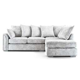 Rackhams Chiswick Chenille 4 Seater Fabric Corner Sofa in Silver with Footstool - Left Hand Corner - thumbnail 5