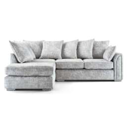 Rackhams Chiswick Chenille 4 Seater Fabric Corner Sofa in Silver with Footstool - Left Hand Corner