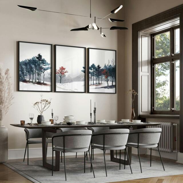 Rackhams Blue Wall Art For Living Room - Set of 3 wall art prints - A4 8.27 x 11.69 in / 21 x 29.7 cm - Satin Photo paper 280 gsm - Black Frame - image 1