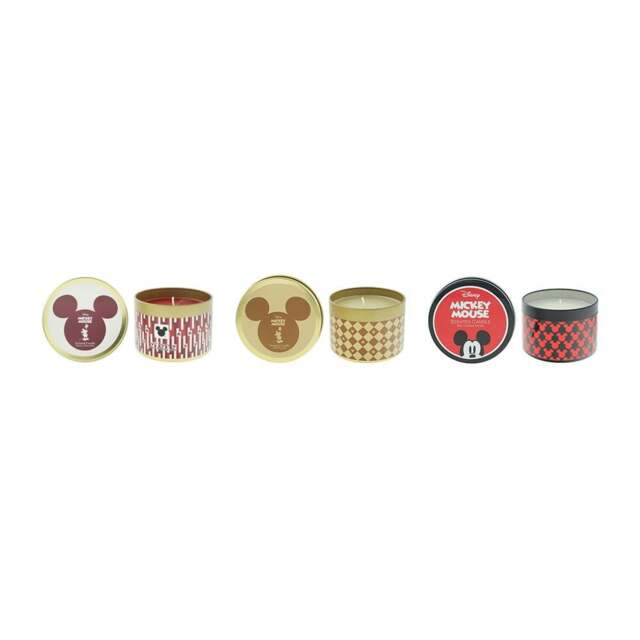 Rackhams Mickey Mouse Scented Candle Gift Set 3×175g – Cherry Chocolate, Café Au Lait, Red Cedar Musk - 175g - Candle - No