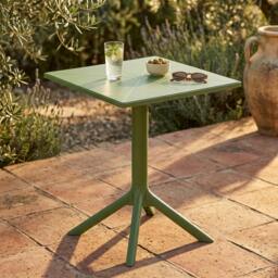 Rackhams Square Plastic Bistro Garden Table, Moss Green - Terracotta - thumbnail 5