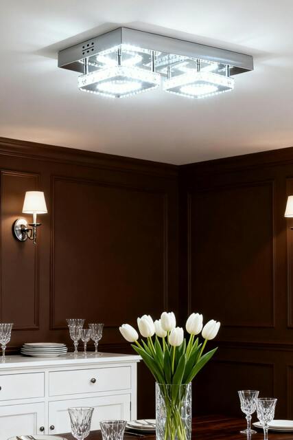 Rackhams Glam Crystal Square Ceiling Light - Silver - One Size - image 1
