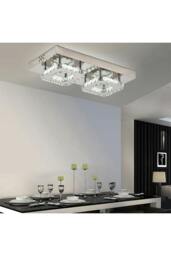 Rackhams Glam Crystal Square Ceiling Light - Silver - One Size - thumbnail 4