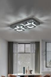Rackhams Glam Crystal Square Ceiling Light - Silver - One Size - thumbnail 2