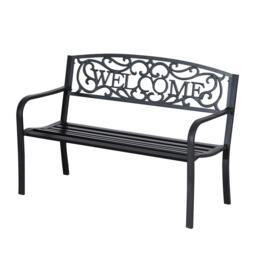Rackhams Rolare 126cm Steel Black Outdoor Garden Bench - thumbnail 2