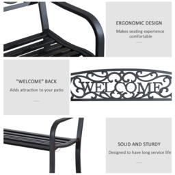 Rackhams Rolare 126cm Steel Black Outdoor Garden Bench - thumbnail 6